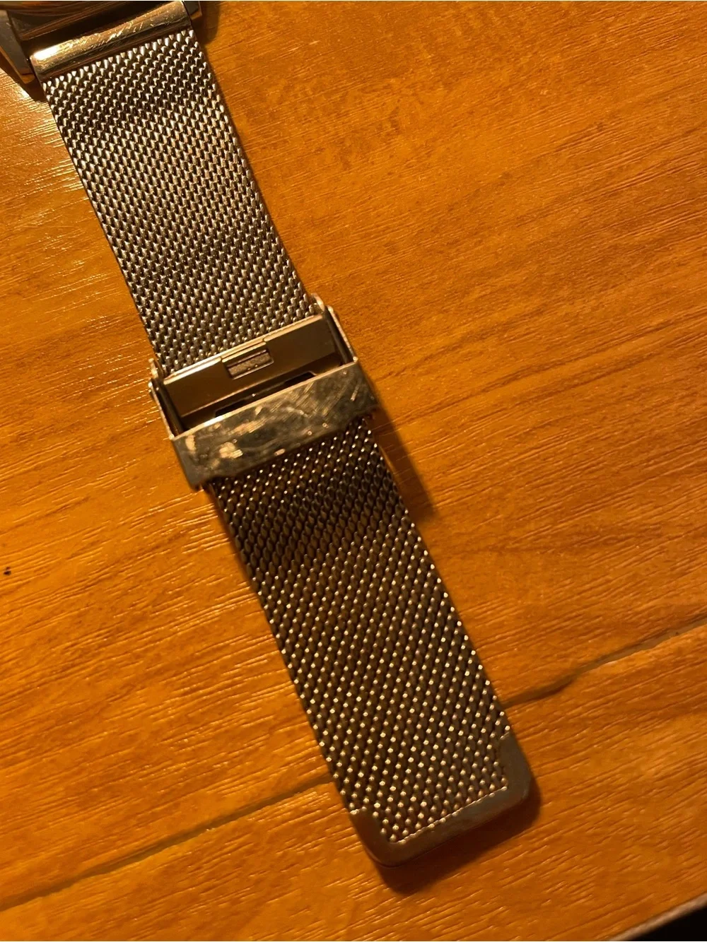 TOUS Silver Mesh Strap Watch with Heart and Star Markers and Ruby